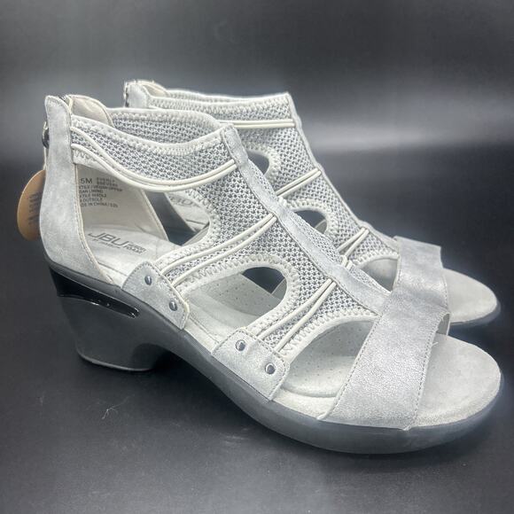 Jambu JBU Everly Womens 8.5M Vegan Gladiator Sandal Light Gray Shimmer Stretch - Picture 1 of 9